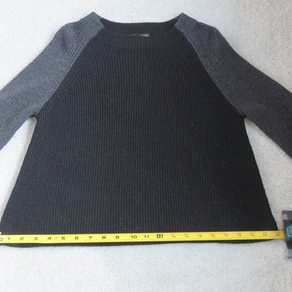 Eileen Fisher XXS 2 Tone Gray Color Block Oversized Fine Merino Wool Sweater - Picture 6 of 15